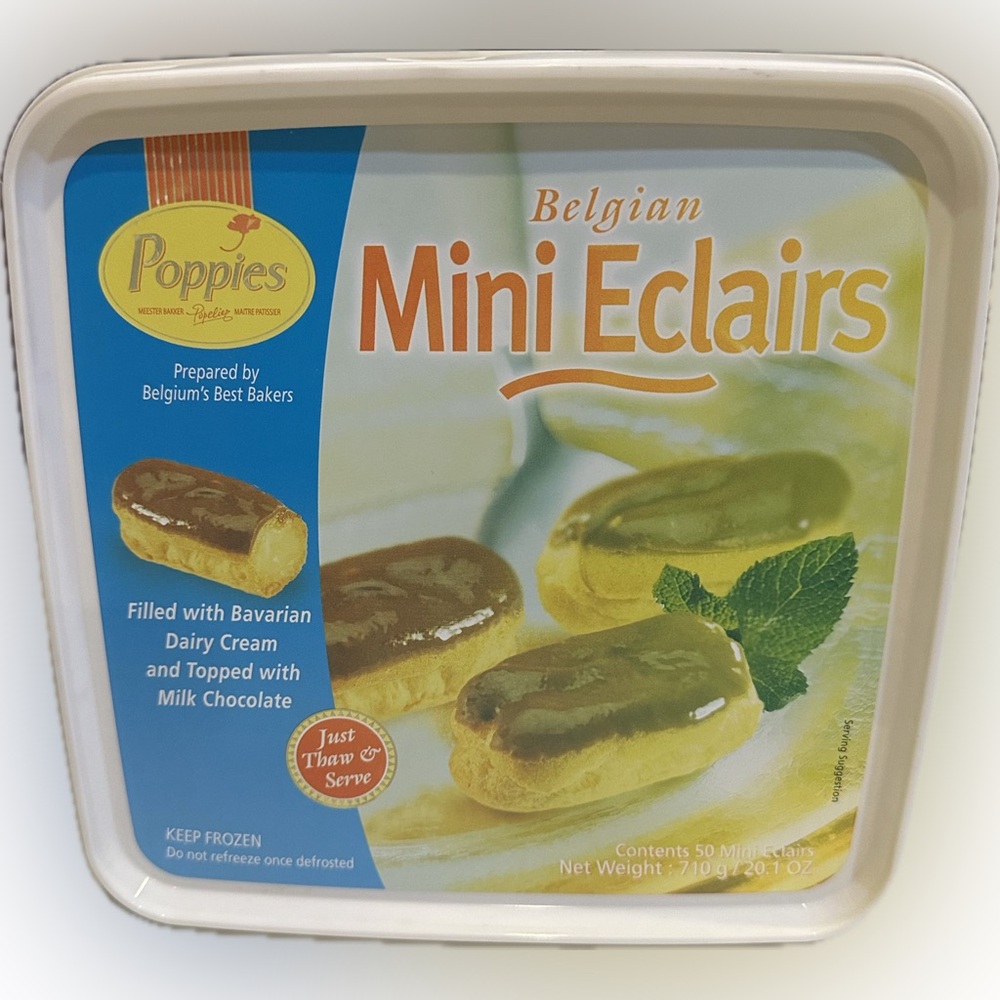 VTG POPPIES BELGIAN MINI ECLAIRS STORAGE CONTAINER ONLY COLLECTIBLE 9”x9x4 EMPTY
